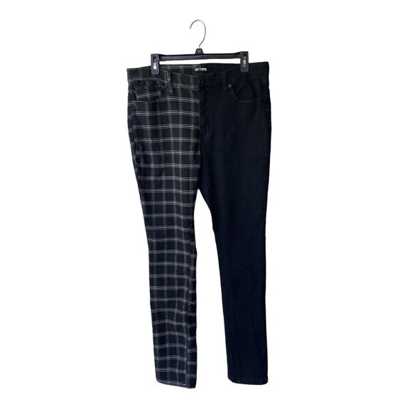 Hot Topic Mens Jeans Goth 36X32 Black & White Grid Split Leg Stinger Grunge - Picture 3 of 10